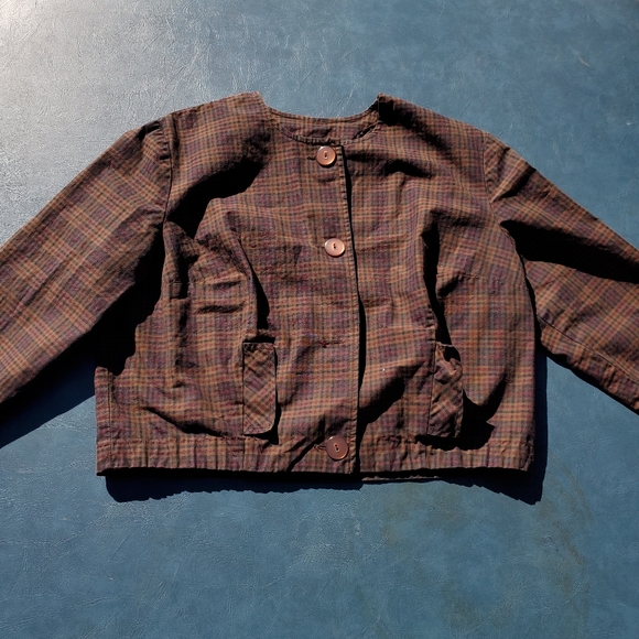 Vintage Jackets & Blazers - Vintage 1940s 50s Cropped Plaid Jacket